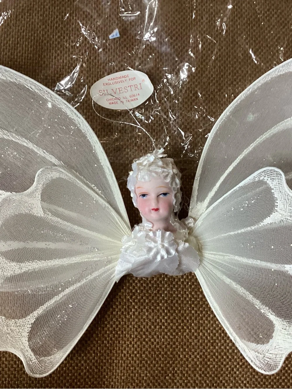 Silvestri White Gossamer Mesh Wing Angel Ornament Tree Topper